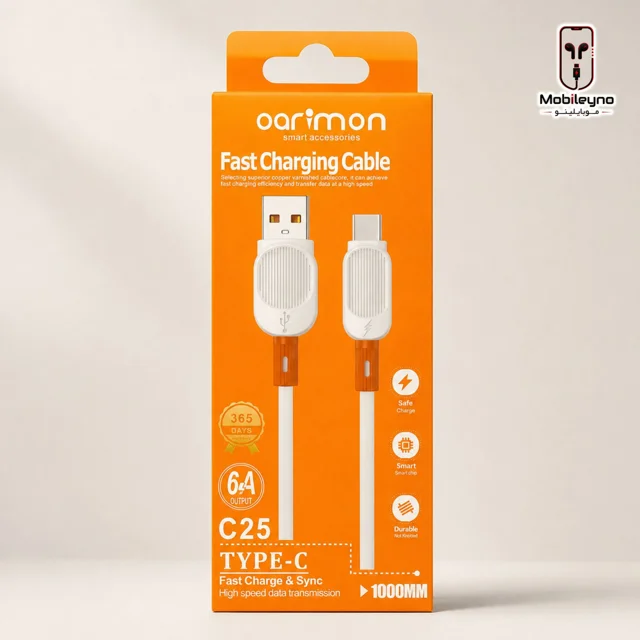 کابل تبدیل USB به تایپسی Oarimon مدل C25 یک متری ۶ آمپر